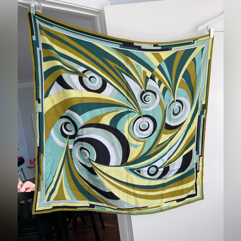 Emilio Pucci multi color printed silk scarf
